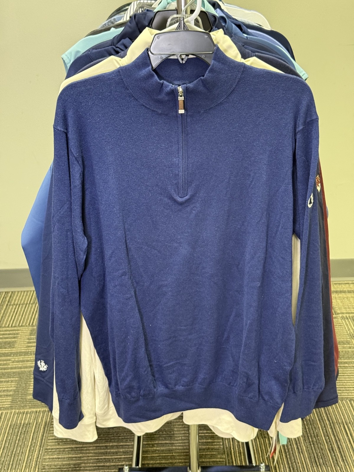 NWT MEN'S PETER MILLAR 1/4 ZIP SWEATER, SIZE: 2XL, COLOR: NAVY (M10.19)