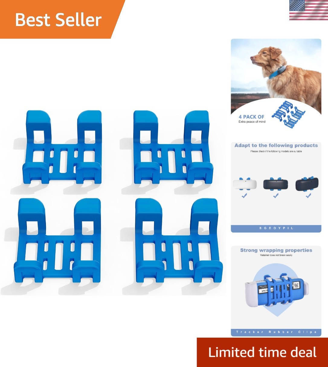 4-Pack Eco-Friendly Rubber Clips for Tractive Dog GPS Tracker - Comfortable Fit