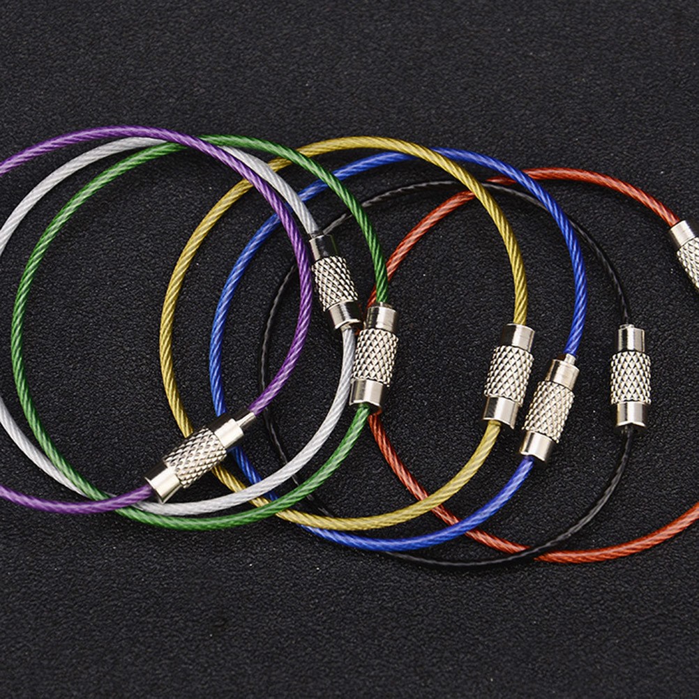  7 Pcs Wire Rings for Crafts Metal Stainless Steel Cable Keychain