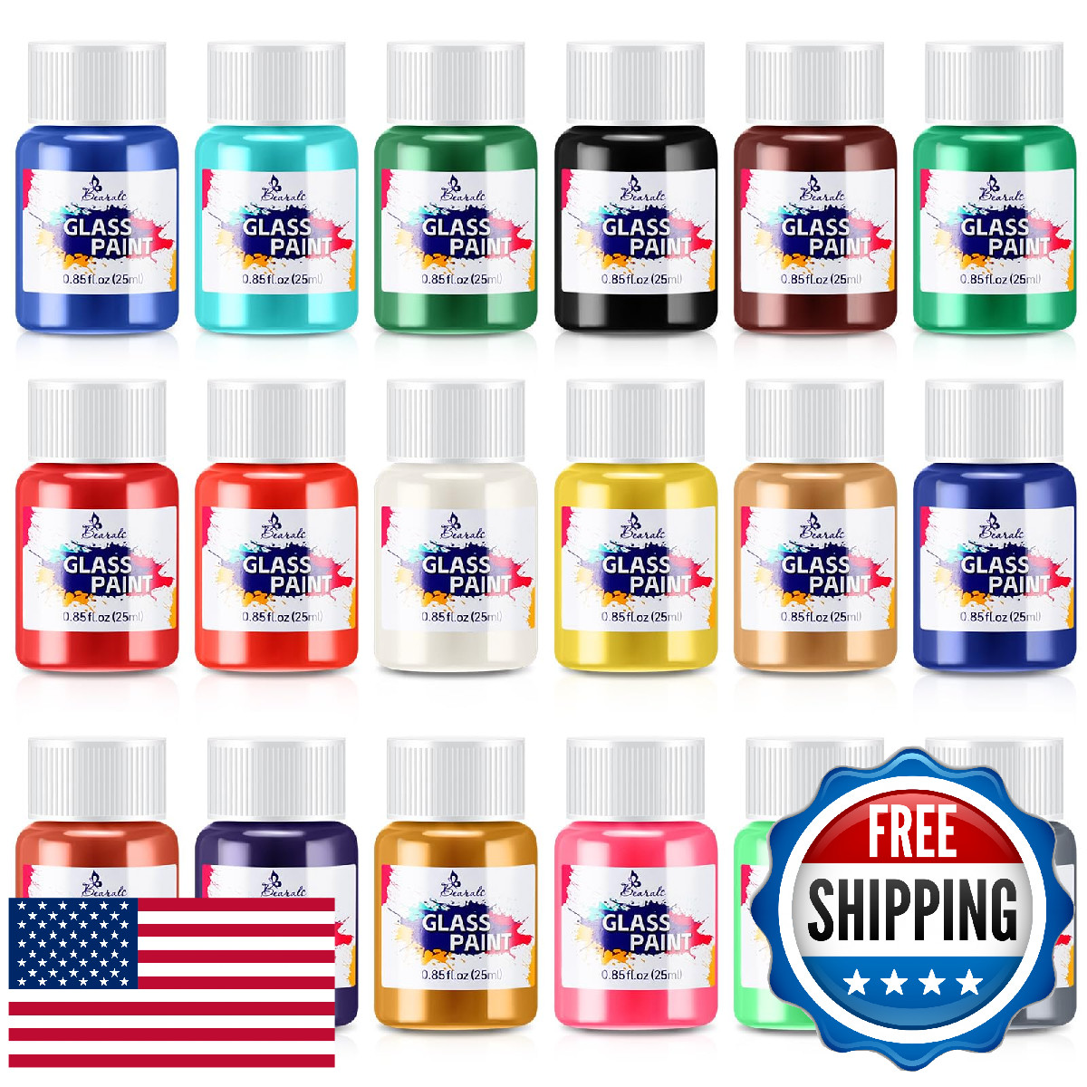 Glass Paint, Bearals 18 Colors Stained Glass Paint, Paint for Glass, Glass Paint