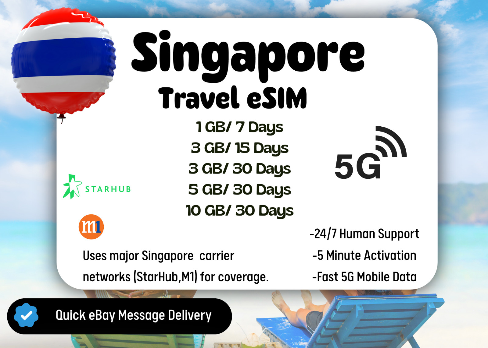 [eSIM] Singapore  Travel eSIM, 1-10GB,7-30Days,QR code,Fast Delivery,Easy Setup