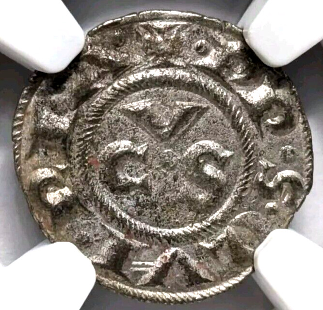 SICILY ITALY Ancona Republic NGC MS 61 BI Denaro AD 1250-1348 CVS Monogram