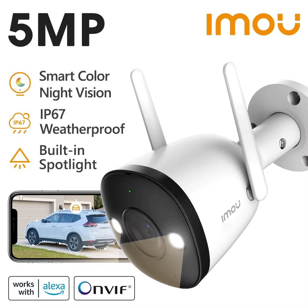 IMOU Bullet 2E 5MP 3K Built-In Spotlight Full Color Wifi Camera Outdoor IP67 Wat