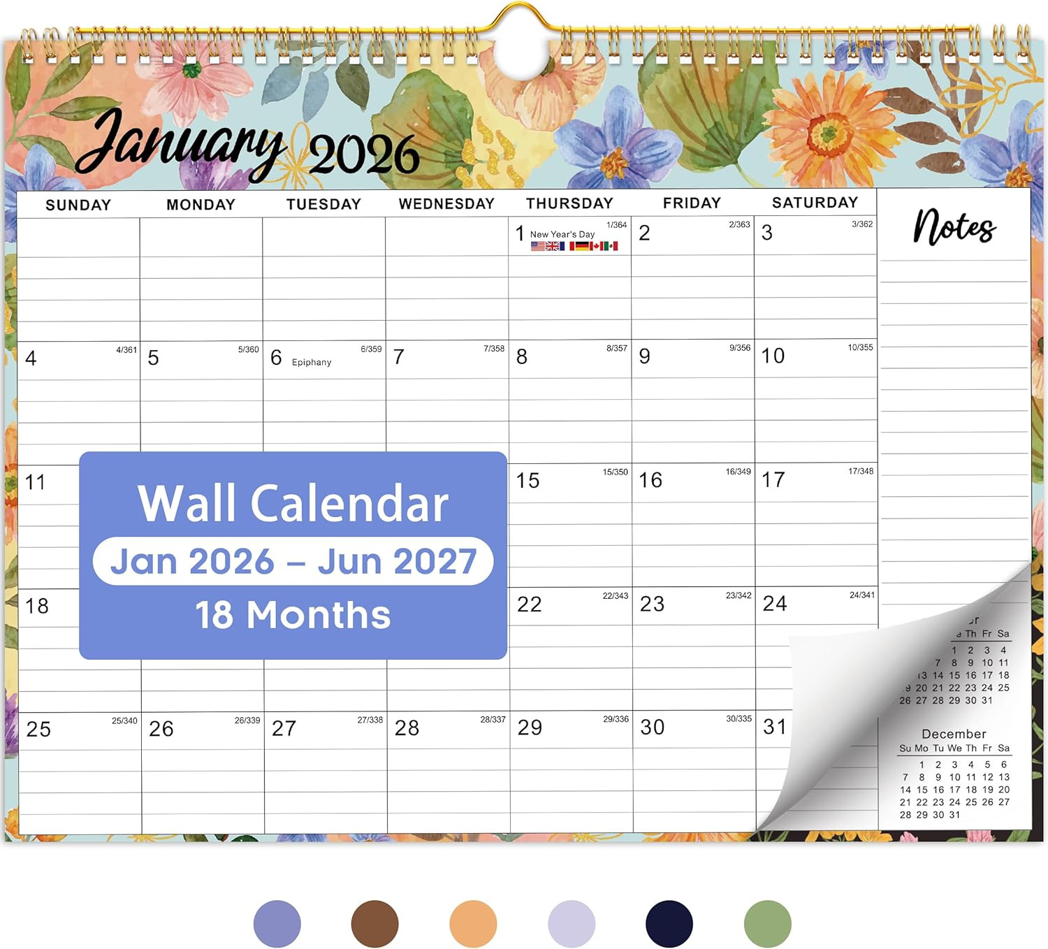 2026 Calendar, 18-Month Wall Calendar from Jan 2026 to Jun 2027, 11.5 x 14.7 Inc