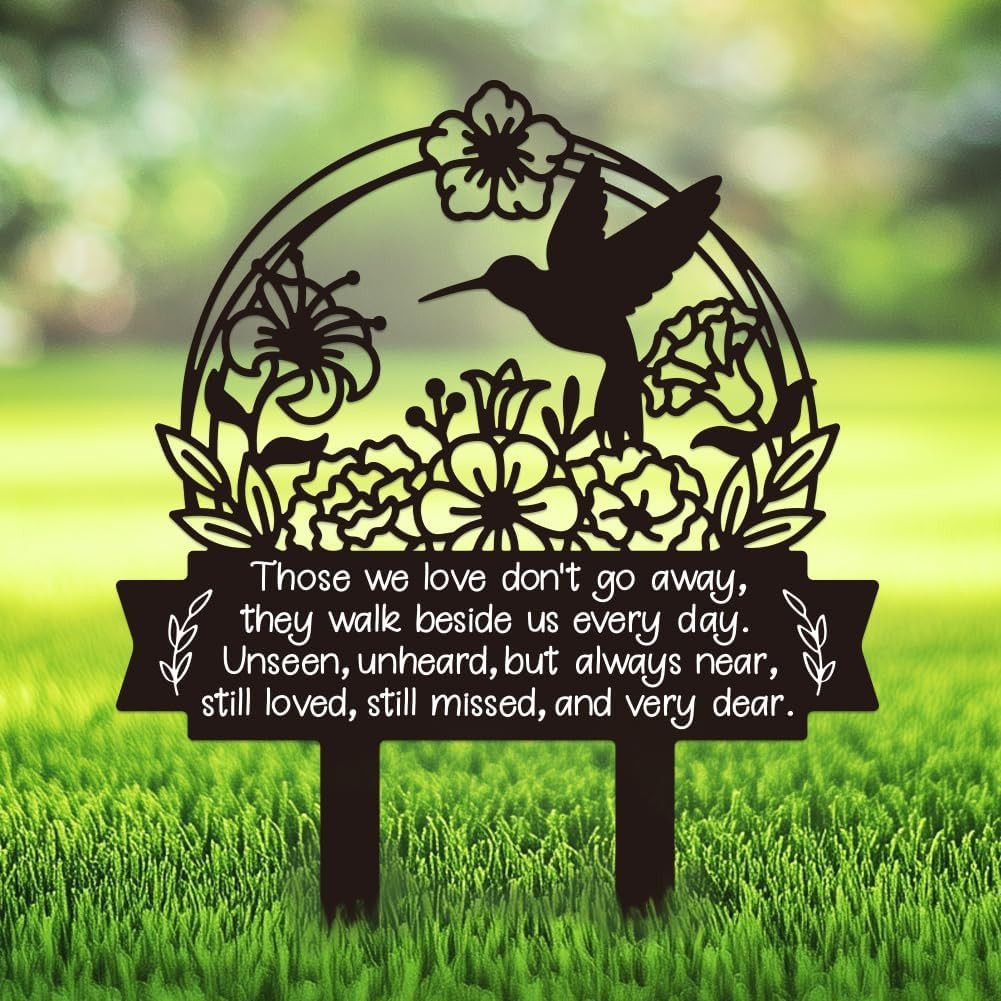 Hummingbird Grave Marker Cemetery Decorations for Grave Metal Memorial Grave Sta