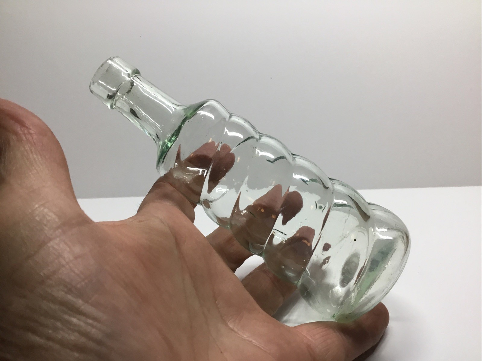 Fancy Antique Olive Oil Bottle. 6 Inches Tall.