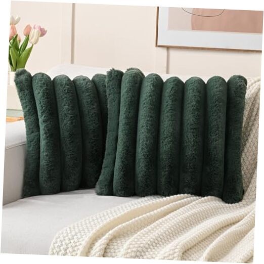  Decorative Throw Pillow Covers 24x24 Inch Set 24" x 24" (Pack of 2) Dark Green
