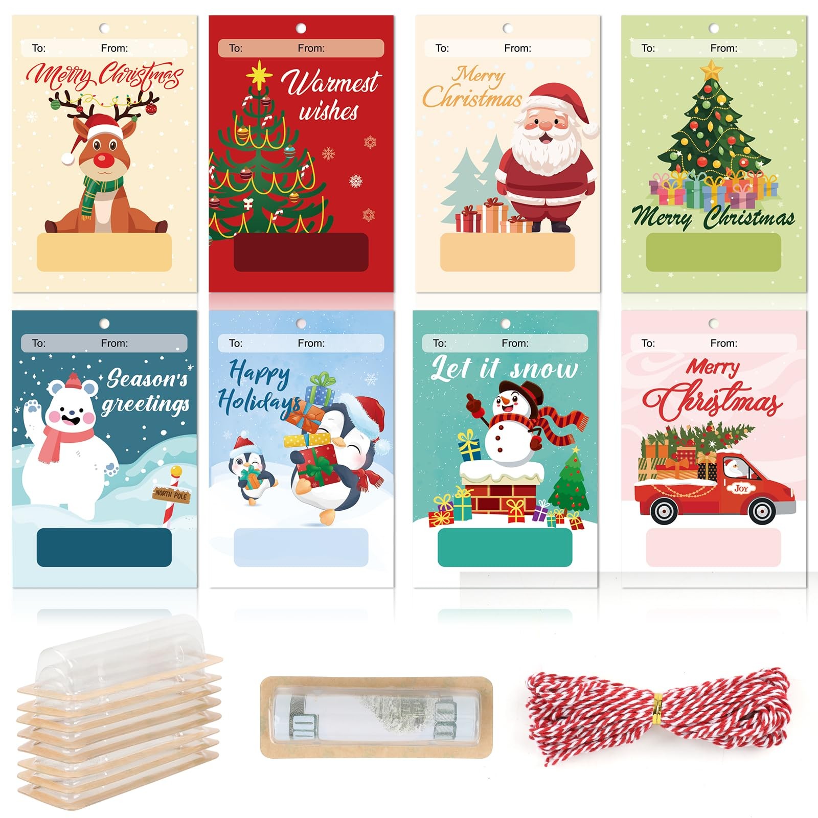 Cochie Merry Christmas 1 Count (Pack of 8), 8-Pack ChristmasMoneyHolders 