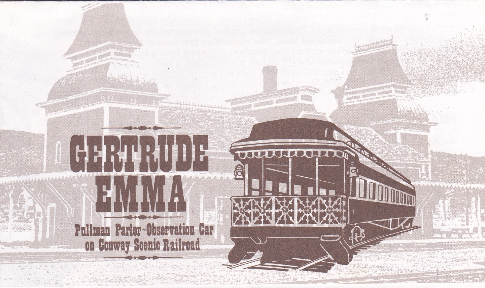 c1990 Gertrude Emma Parlor Car Conway Scenic Railroad Brochure