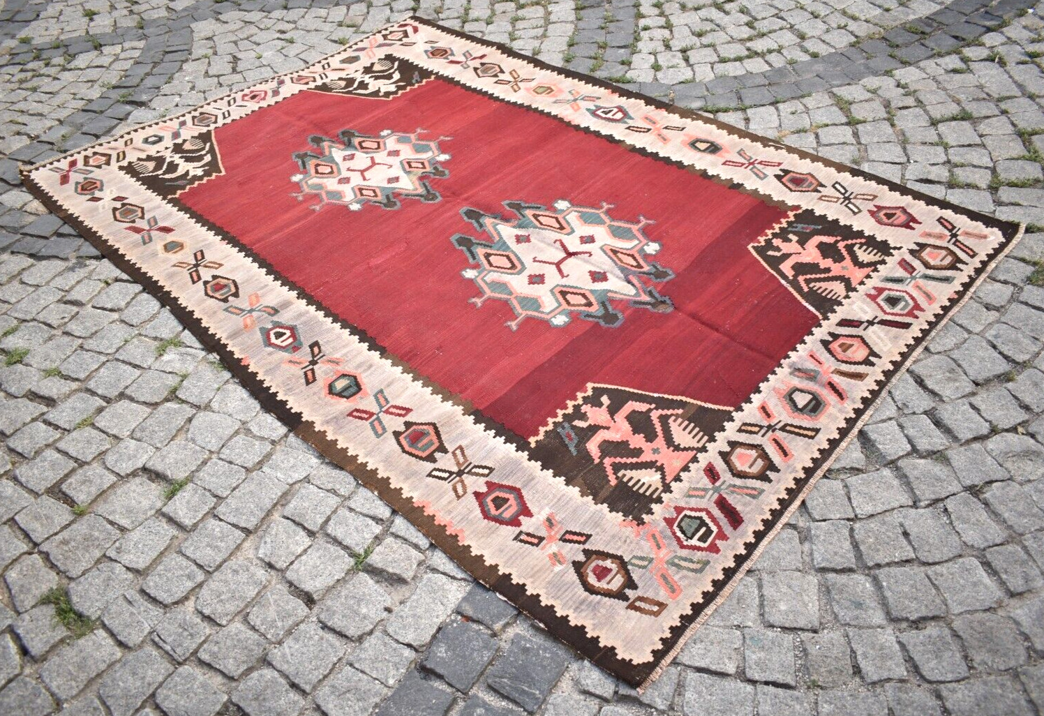 Antique Caucasian Rug 66'' x 100'' Collector's ltem Armenian Karabakh Wool Rug