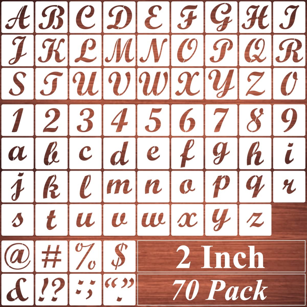 2 Inch Alphabet Letter Stencils for Painting - 70 Pack Letters 2 Inch, White 