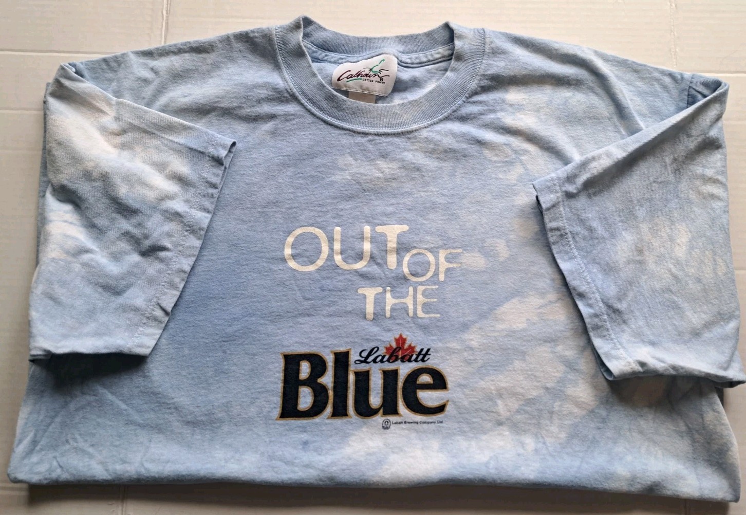 Vintage 1990's Labatt Blue Beer Tye Dye "Out of the Blue" T-Shirt Men's XL 