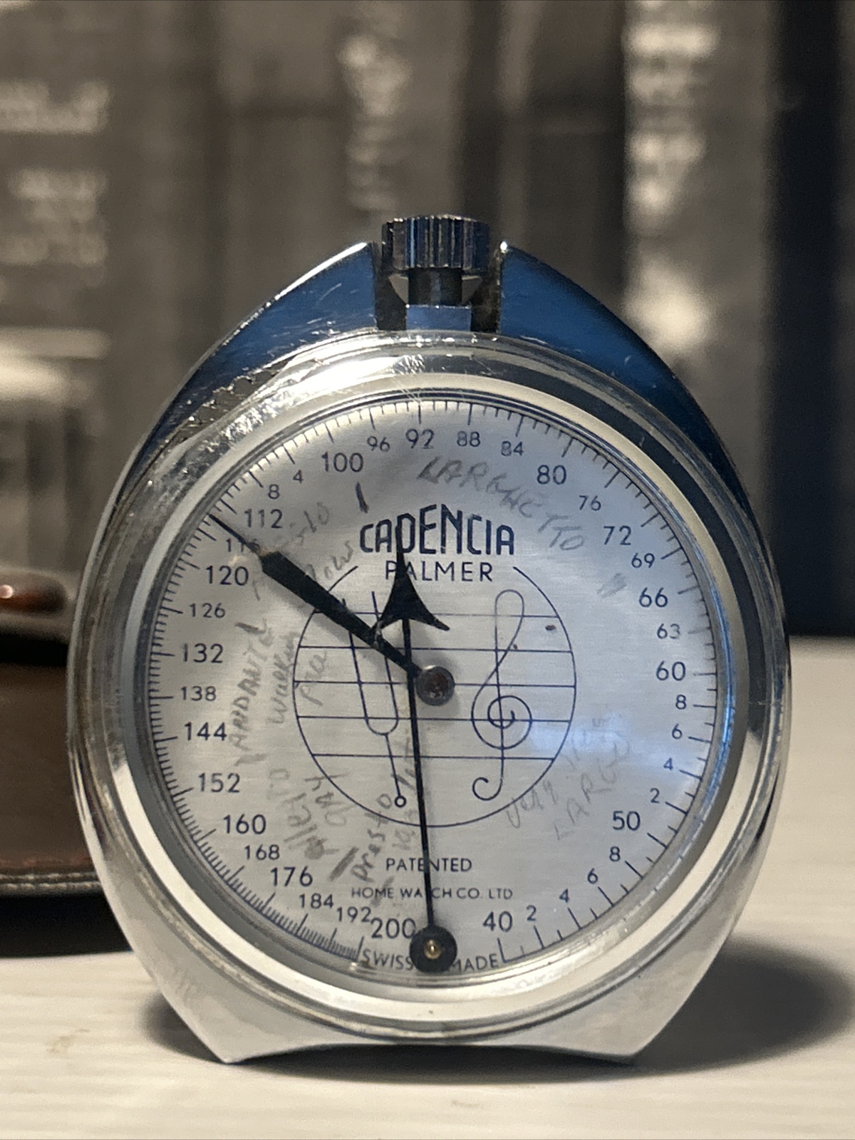 1960s Swiss Movement Metronome Rare Cadencia Chrome Plated W/ Case Home Watch Co