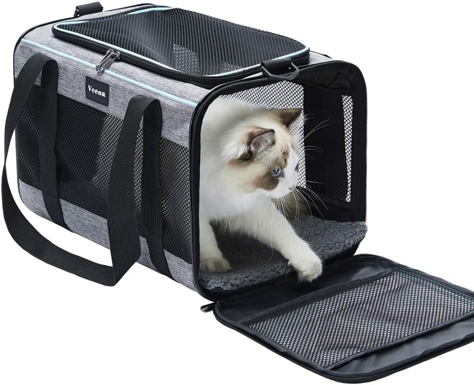 Vceoa 17.5x11x11 Inches Cat, Dog Carrier for Pets Up to 16 Lbs, Soft-Sided Cat B