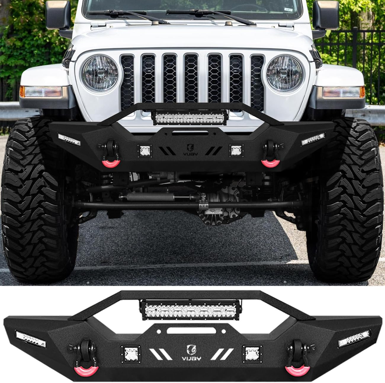 Front Bumper Fits 2007-2025 Wrangler JK/JKU/JL/JLU and 2020-2025 Gladiator JT wi