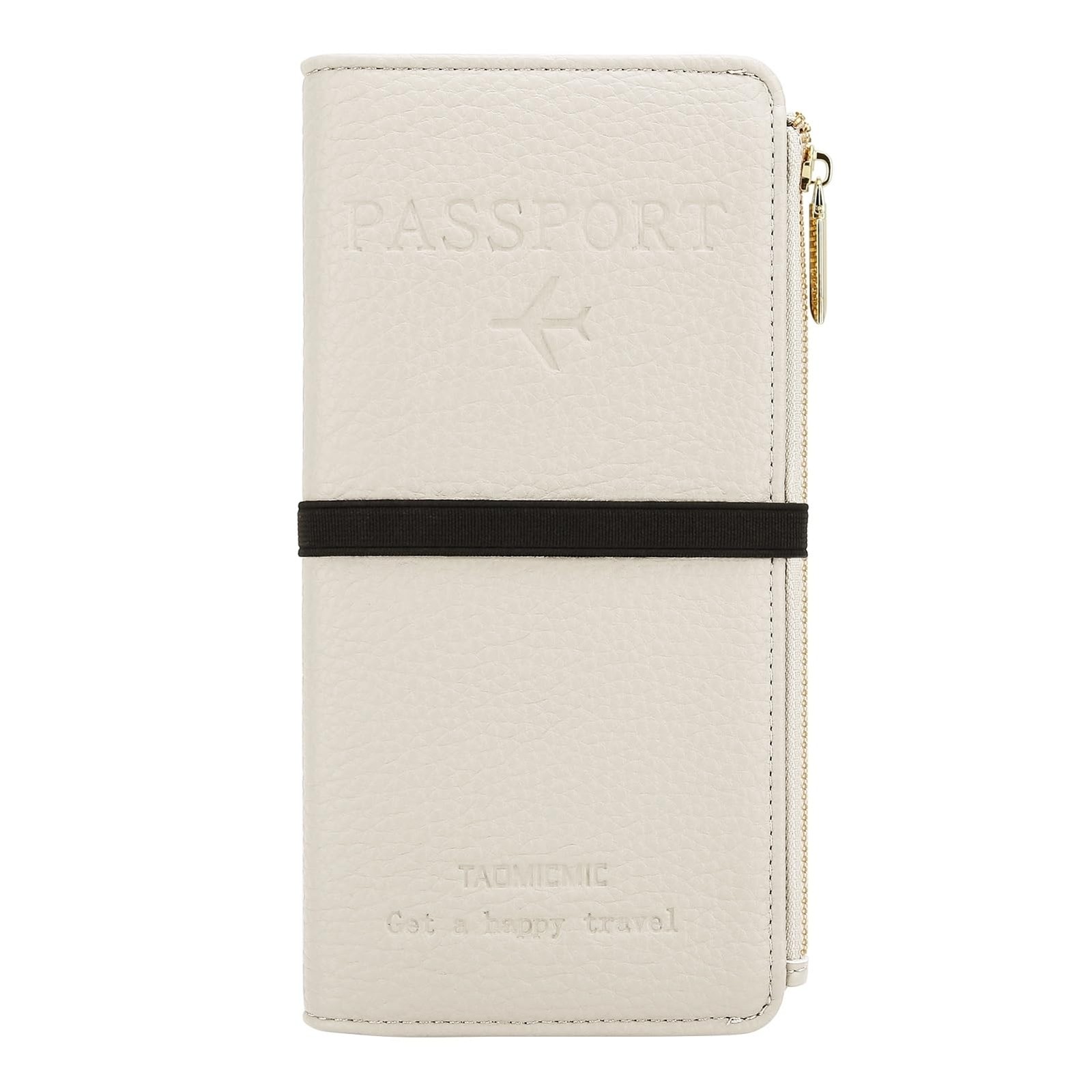 White Leather Passport Holder, RFID Blocking Passport Wallet Credit Cards Cas...