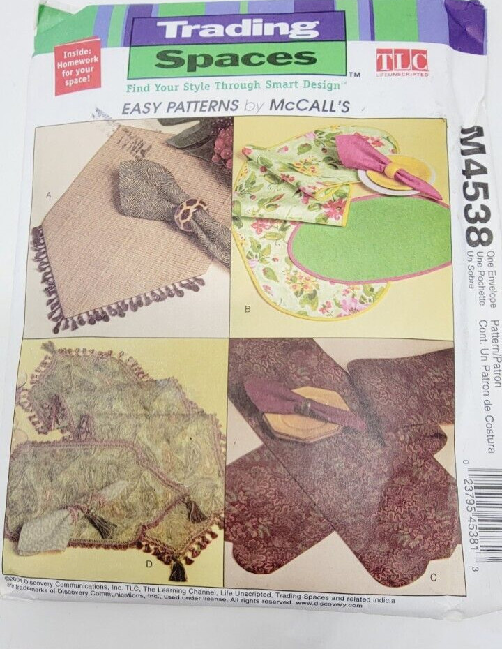 McCalls 4538 Table runners placemats napkins Trading Spaces TLC sewing pattern