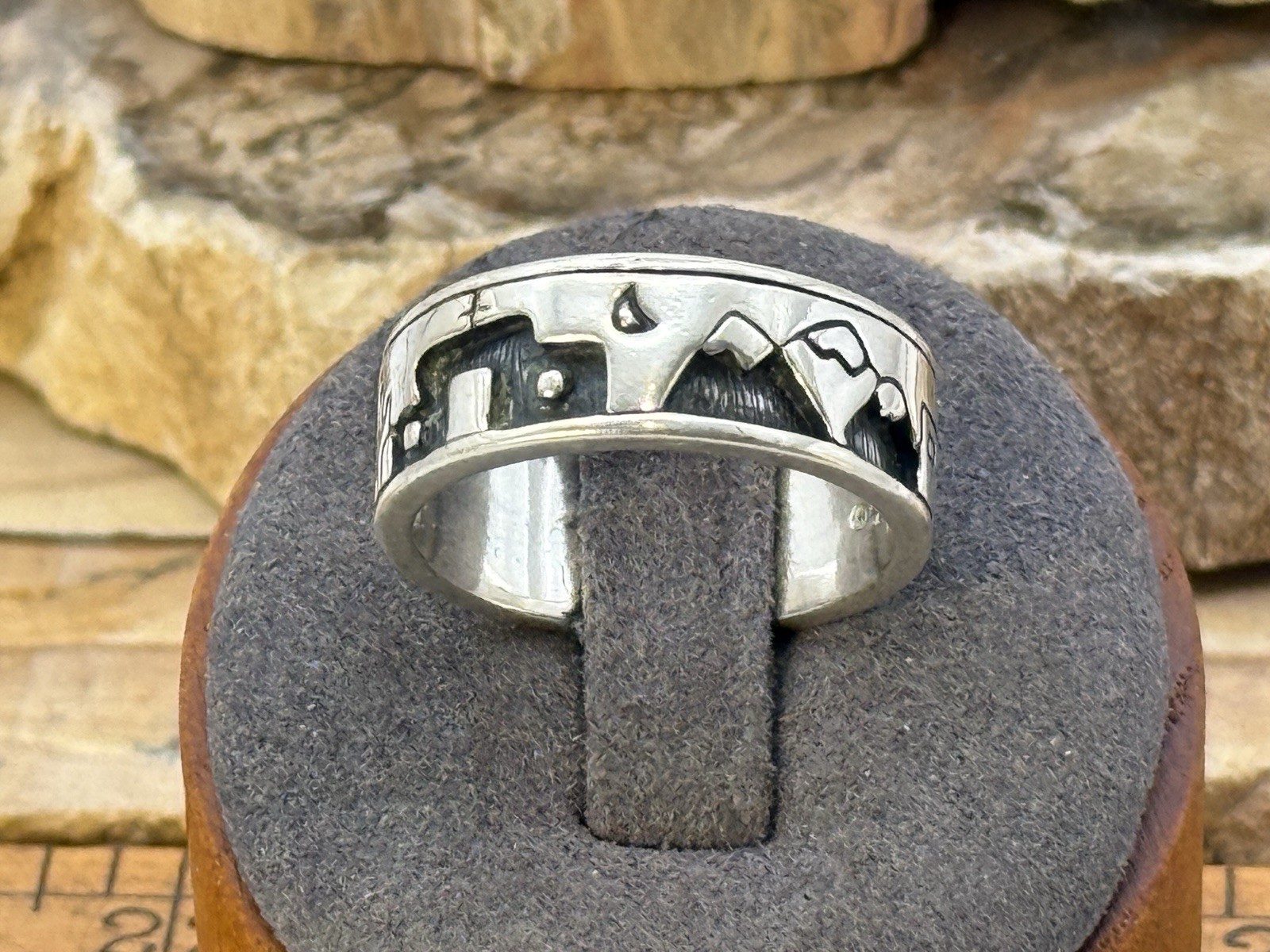 Vintage Carolyn Pollack Southwest Sterling Silver Story Telling Ring sz 9-673.26