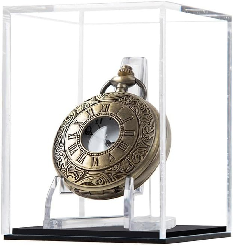 Pocket Watch Display Case Display Stand Cube Holder Clear Acrylic Box Protected 
