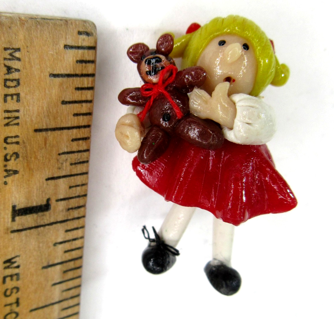 Artisan Miniature Dollhouse OOAK girl doll teddy hand sculpted toy 1:48 or 1:24
