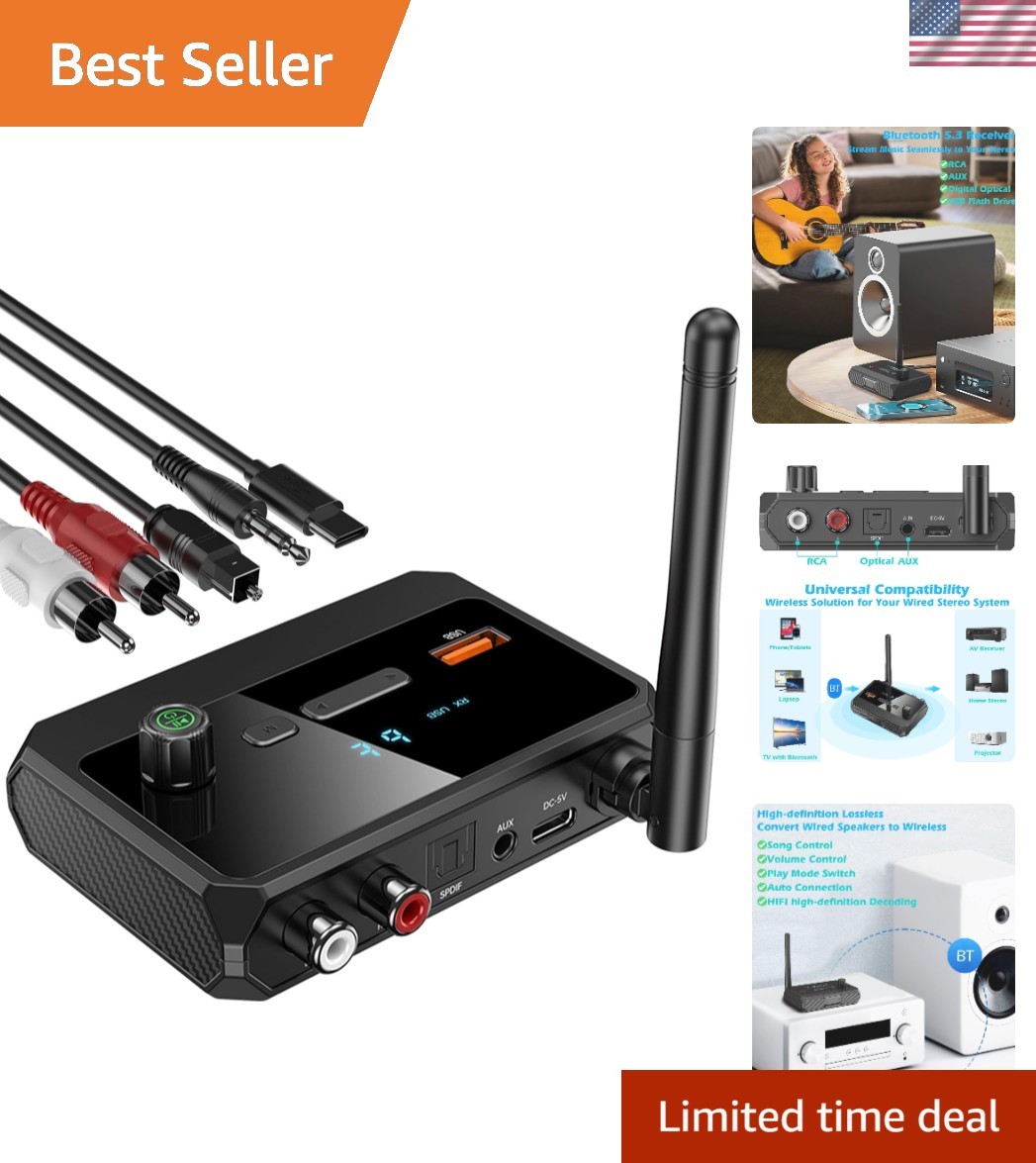 Bluetooth 5.3 Receiver for Home Stereo, Optical Low Latency & HD Music Audio ...