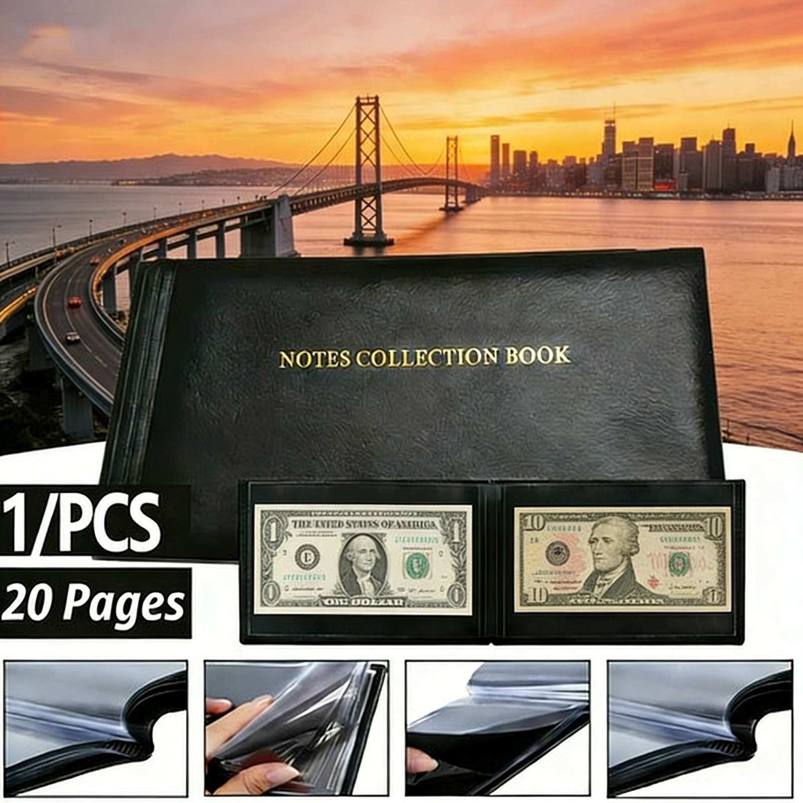 40 Pocket Banknote Album | High-End Leather Currency Holder for Collectors
