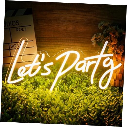 Lets Party Neon Sign for Party Wall Decor, Neon Party Decorations lets party