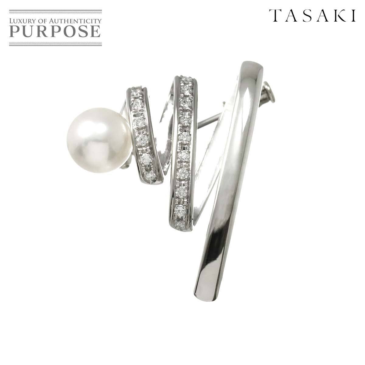 TASAKI Akoya Pearl 7.9mm Diamond 0.14ct Brooch Pt Platinum Pearl TASAKI Akoya Pe