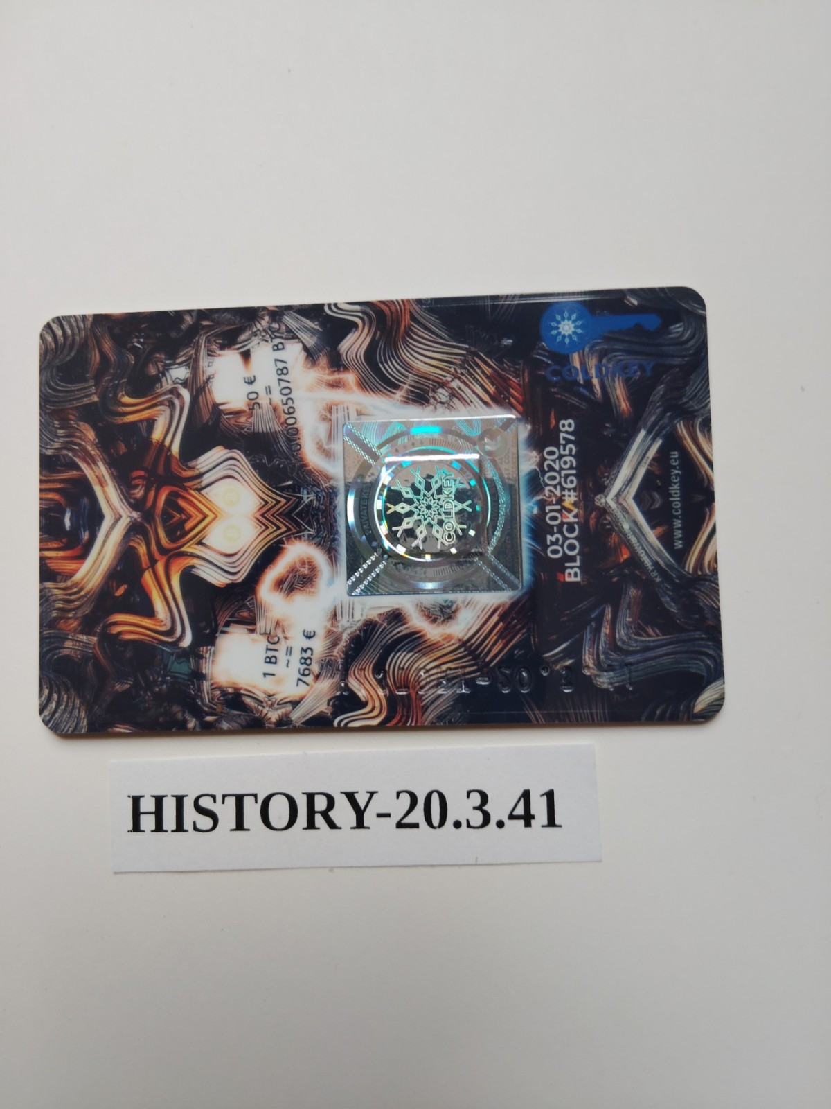 2020 physical BITCOIN COLDKEY WALLET CARD HISTORY EDITION NO VALUE INSIDE