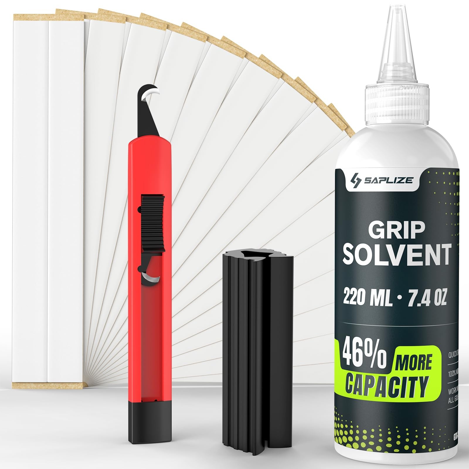 SAPLIZE Golf Grip Value Kit – 7.4oz Solvent, 15 Grip Tapes, Hook Blade & Rubbe
