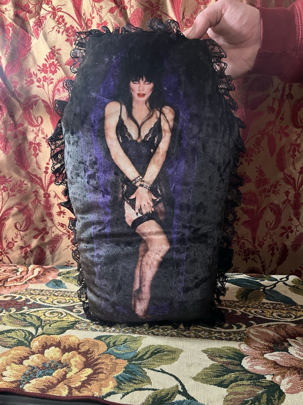 Dollskill x Elvira Coffin Shaped Pillow Used Good Condition