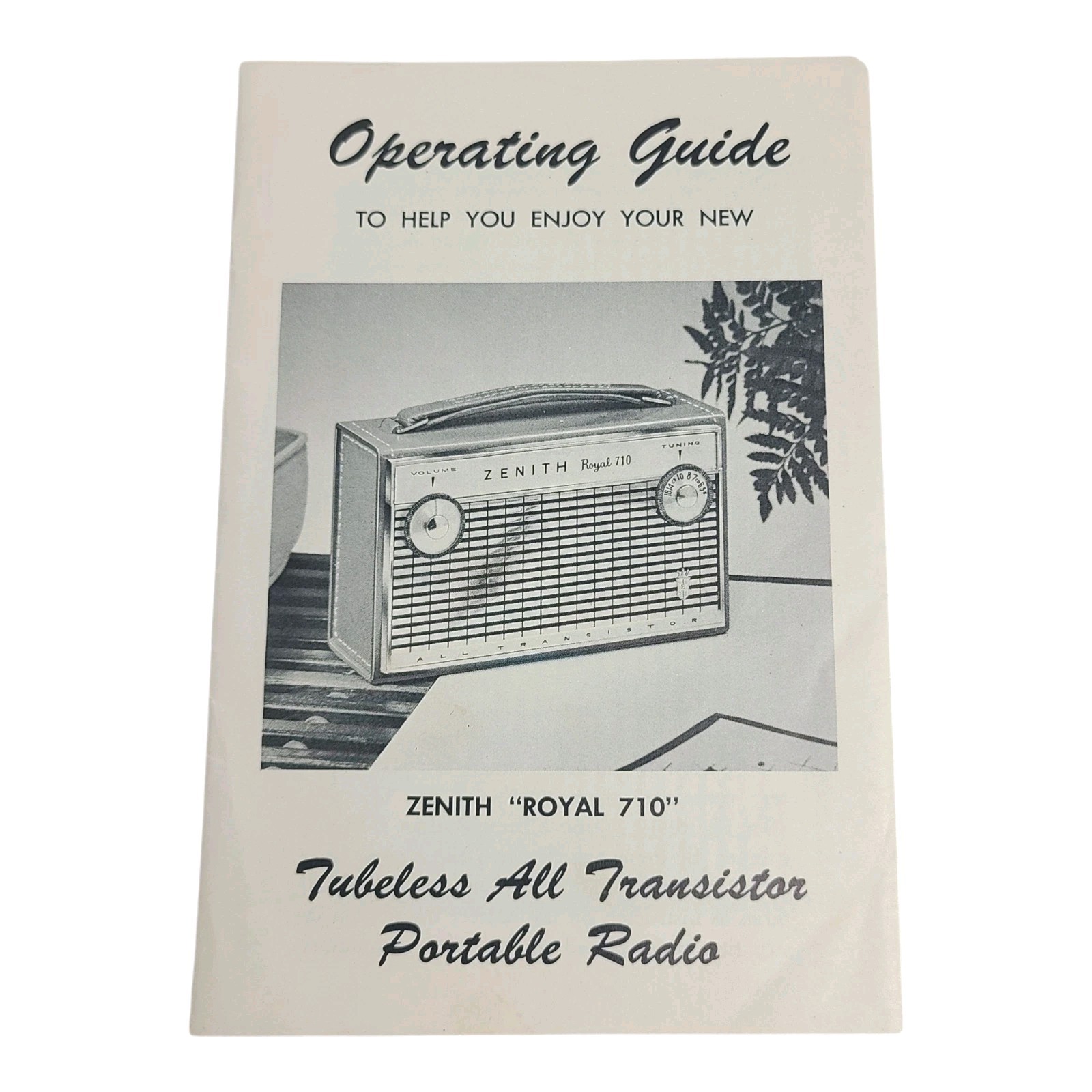 Original Zenith Royal 710M Portable Transistor Radio Operating Guide 1956 VTG 