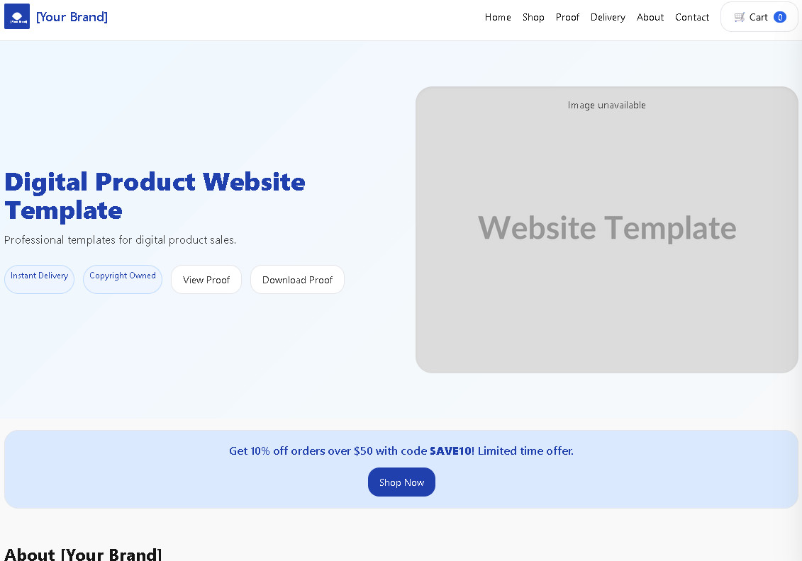 Custom Website Store Template w/ Payment System Template