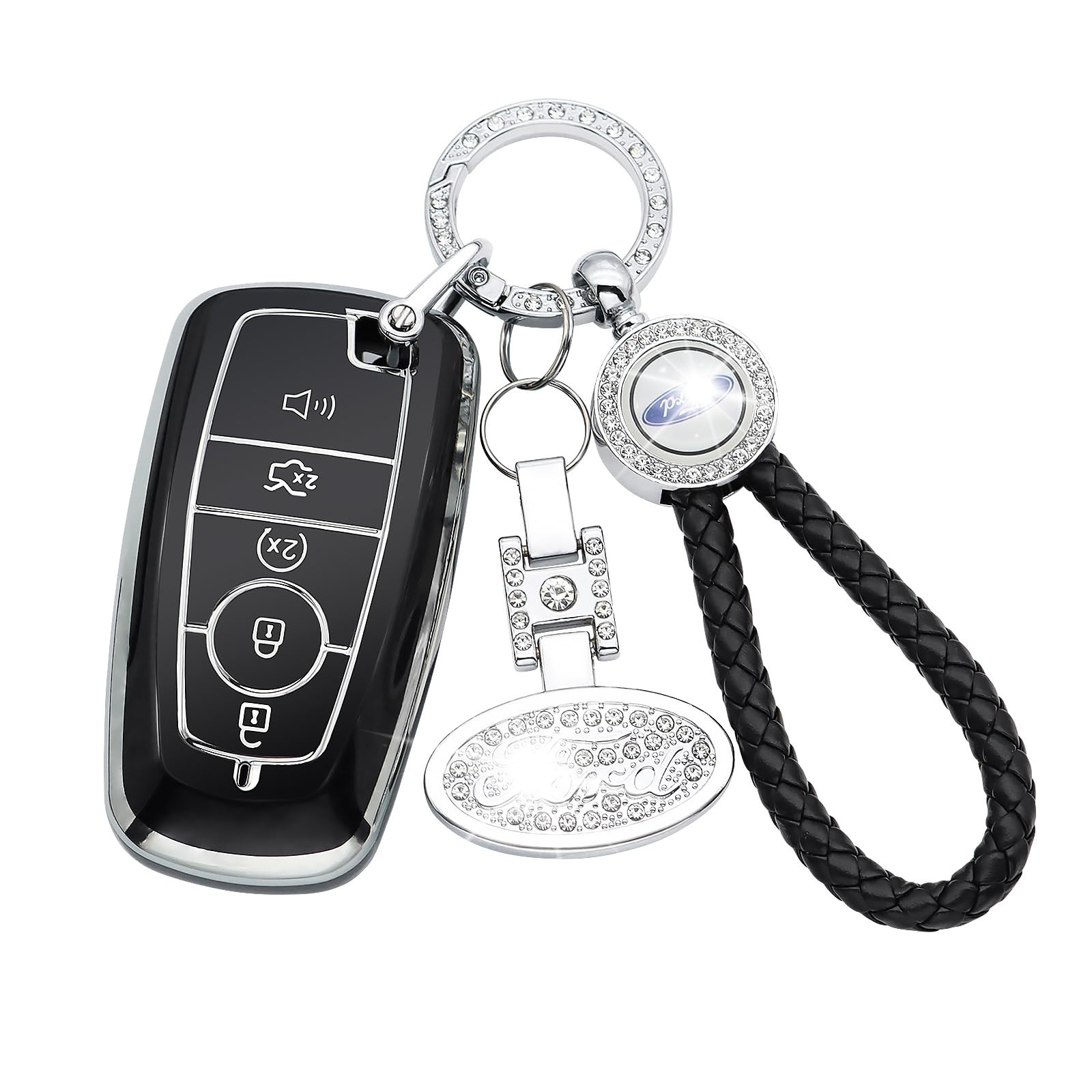 PINENEDLE For Ford Key Fob Cover, fob Cover Compatible with Black 