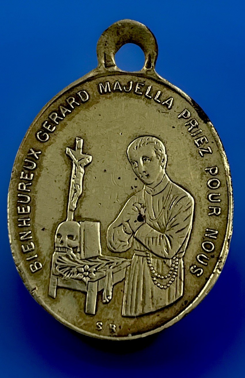 Vintage Catholic OL Perpetual Help, St Gerard Gold Tone French Medal