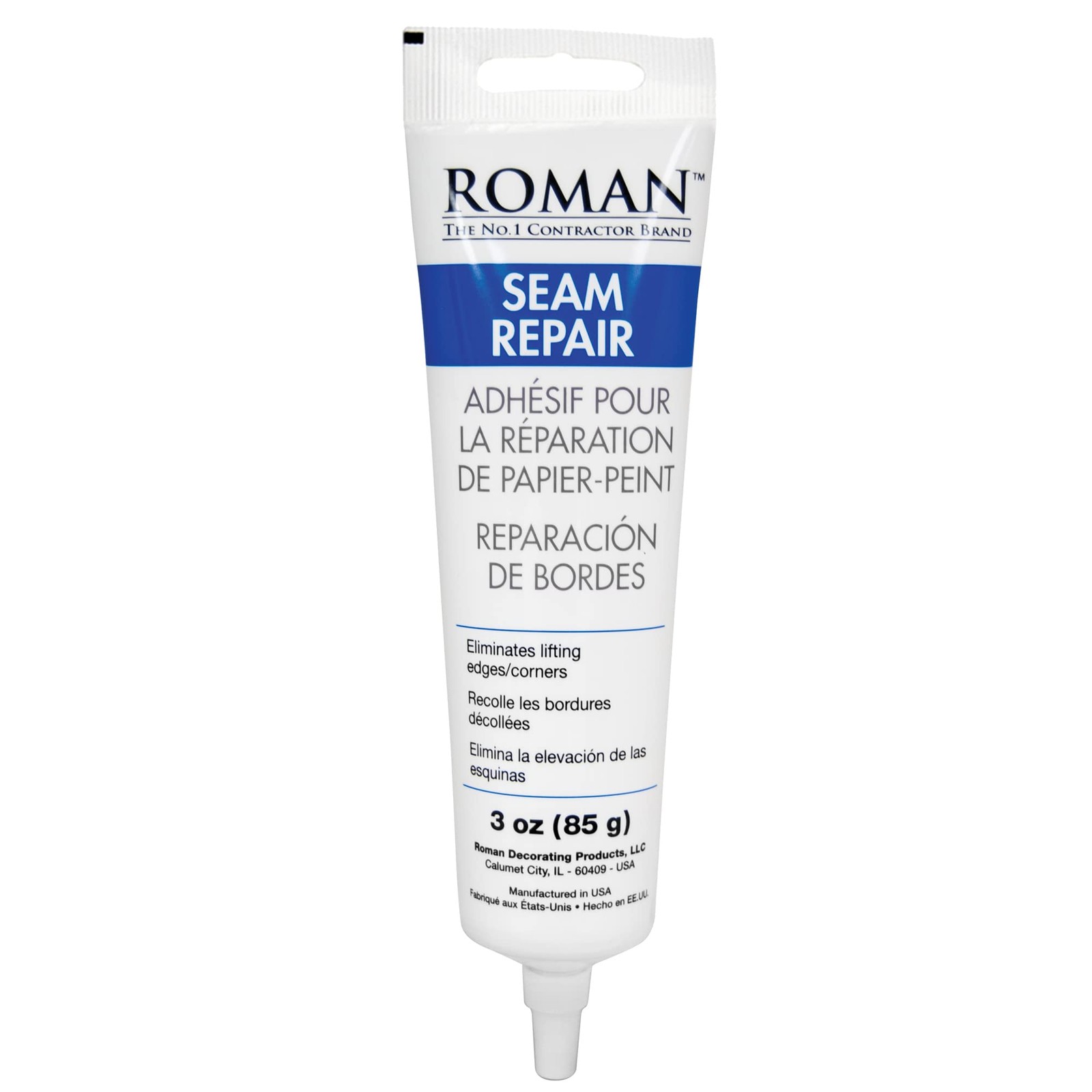 Roman Seam Repair Adhesive - Sealer for Wallpaper Tears and Loose 3 oz, White 