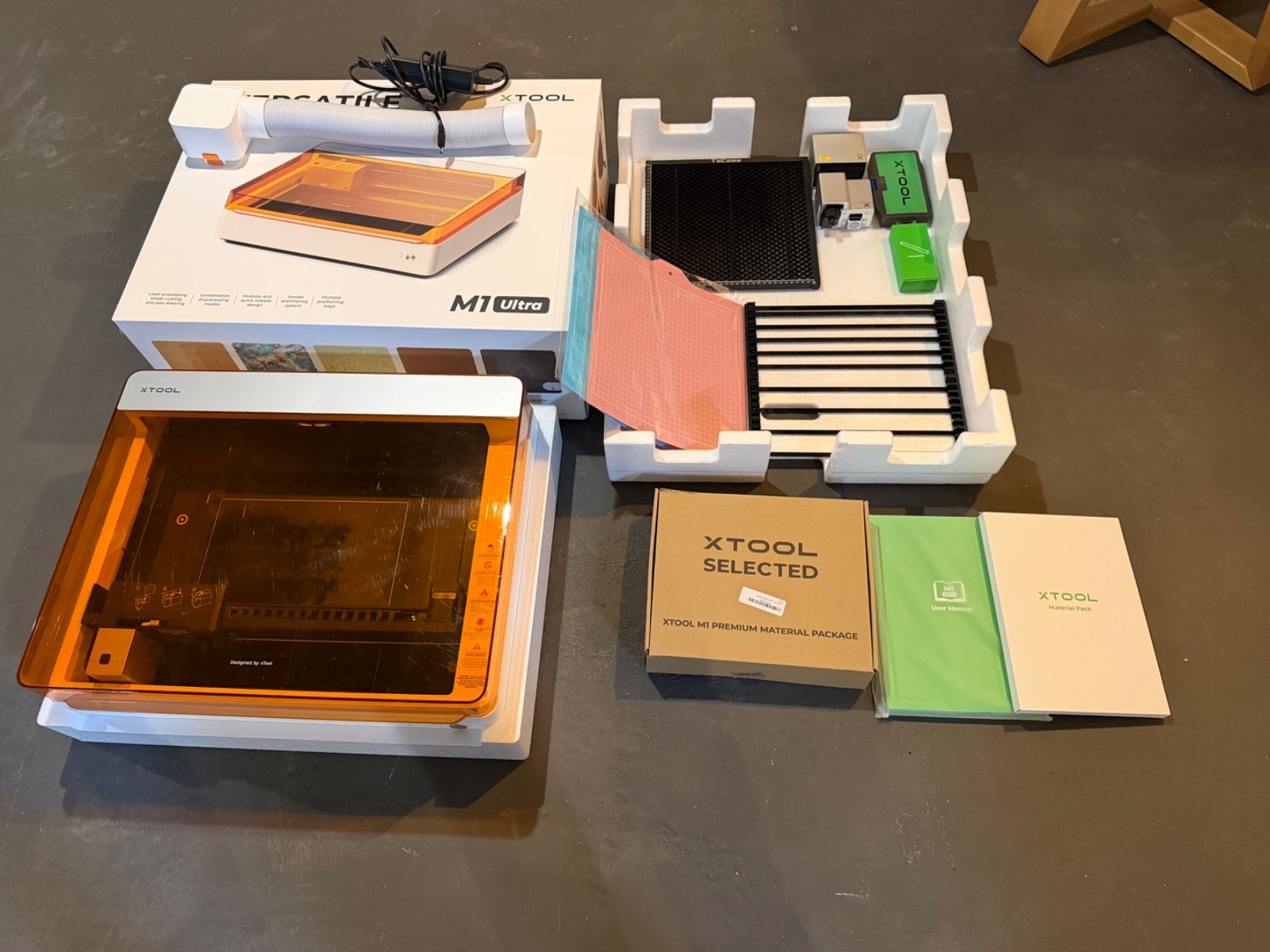 xTool M1 Ultra 20W Advanced Bundle + Honeycomb + 236pc Kit + Acrylics –BOX