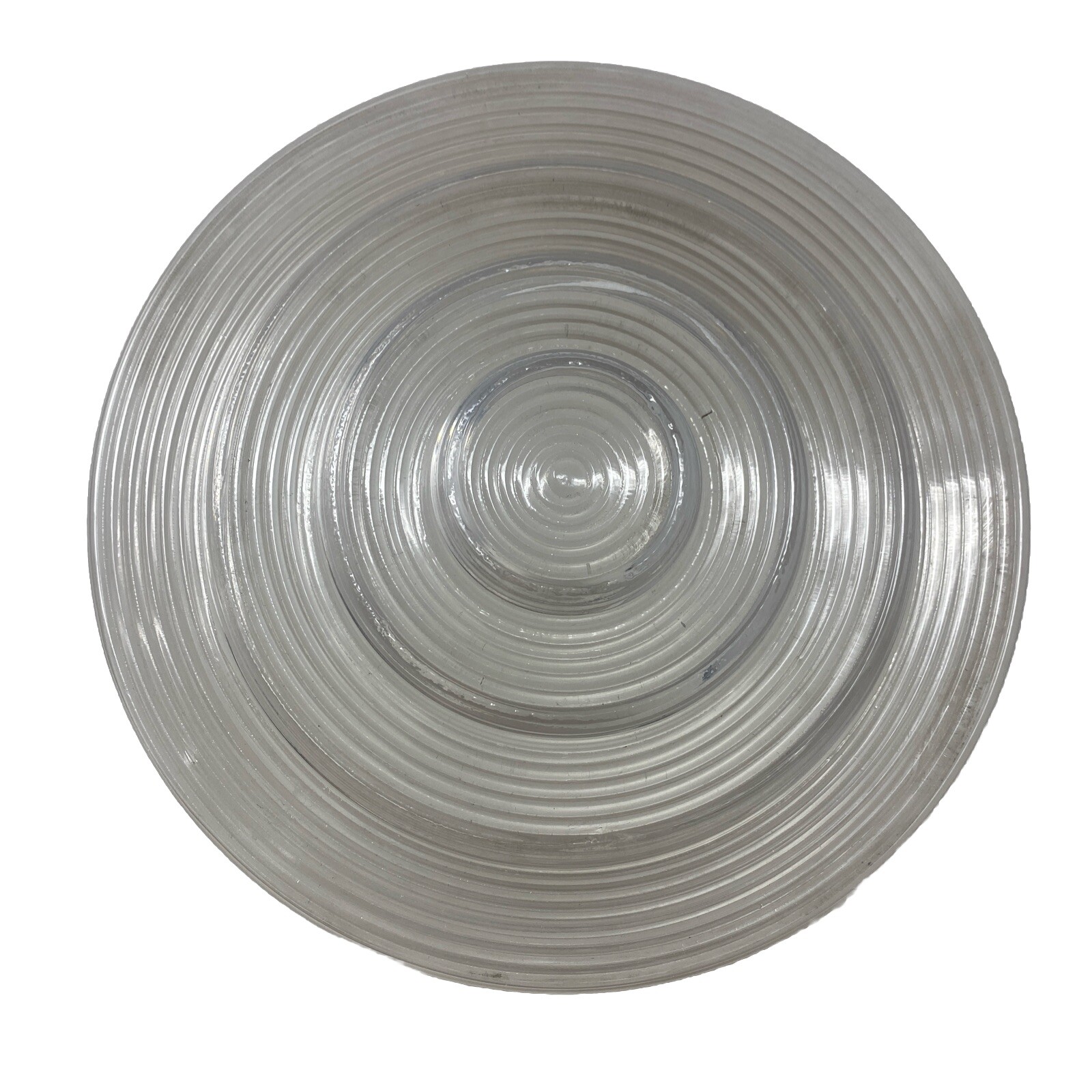 Vintage Art Deco Bullseye White & Clear Glass Ceiling Light Globe 8”