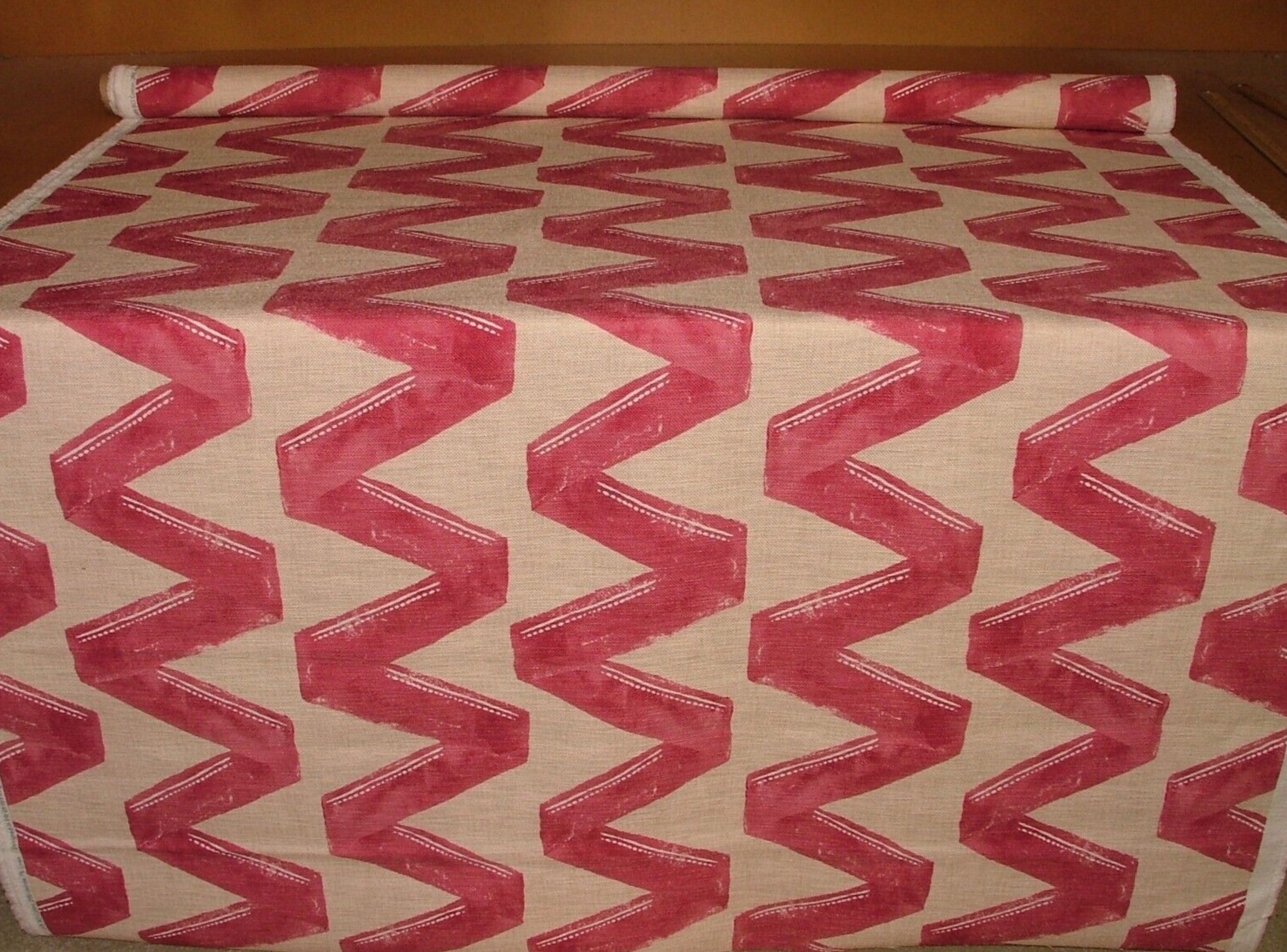 Linen Blend Curtain Fabric 2 Metres Zigana Granita ZigZag - Upholstery Cushion