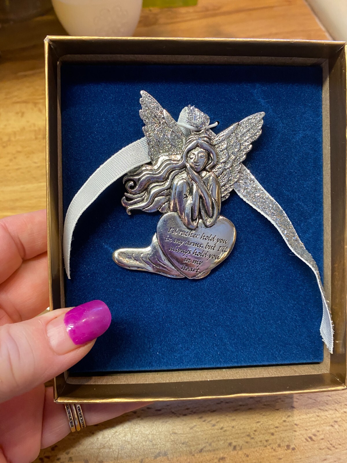 Vintage Christmas Ornament Gloria Duchin Angel Heart Silver tone 2014 2 3/4"