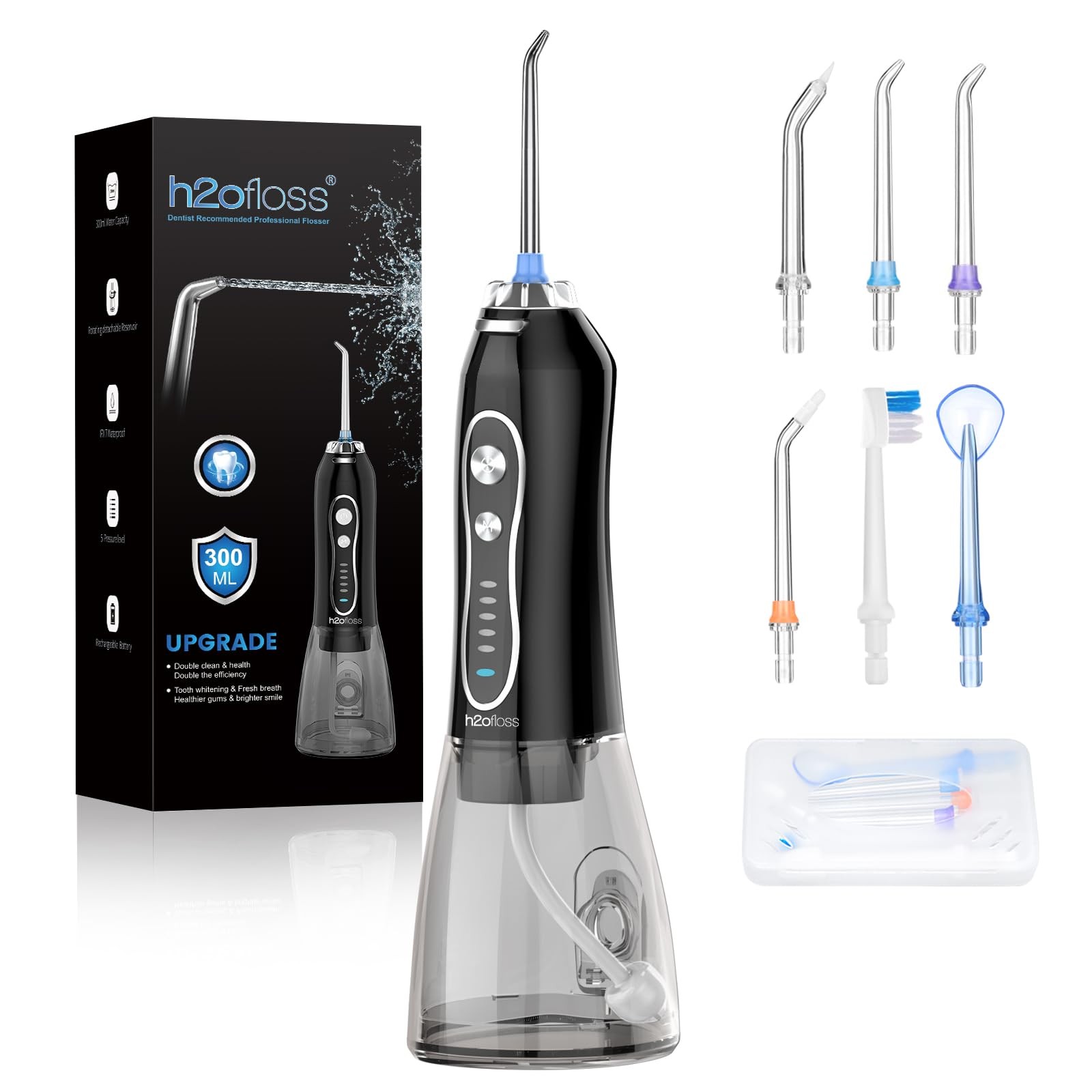 Water Dental Flosser Teeth Pick Portable Oral Irrigator with 5 Modes, Recharg...