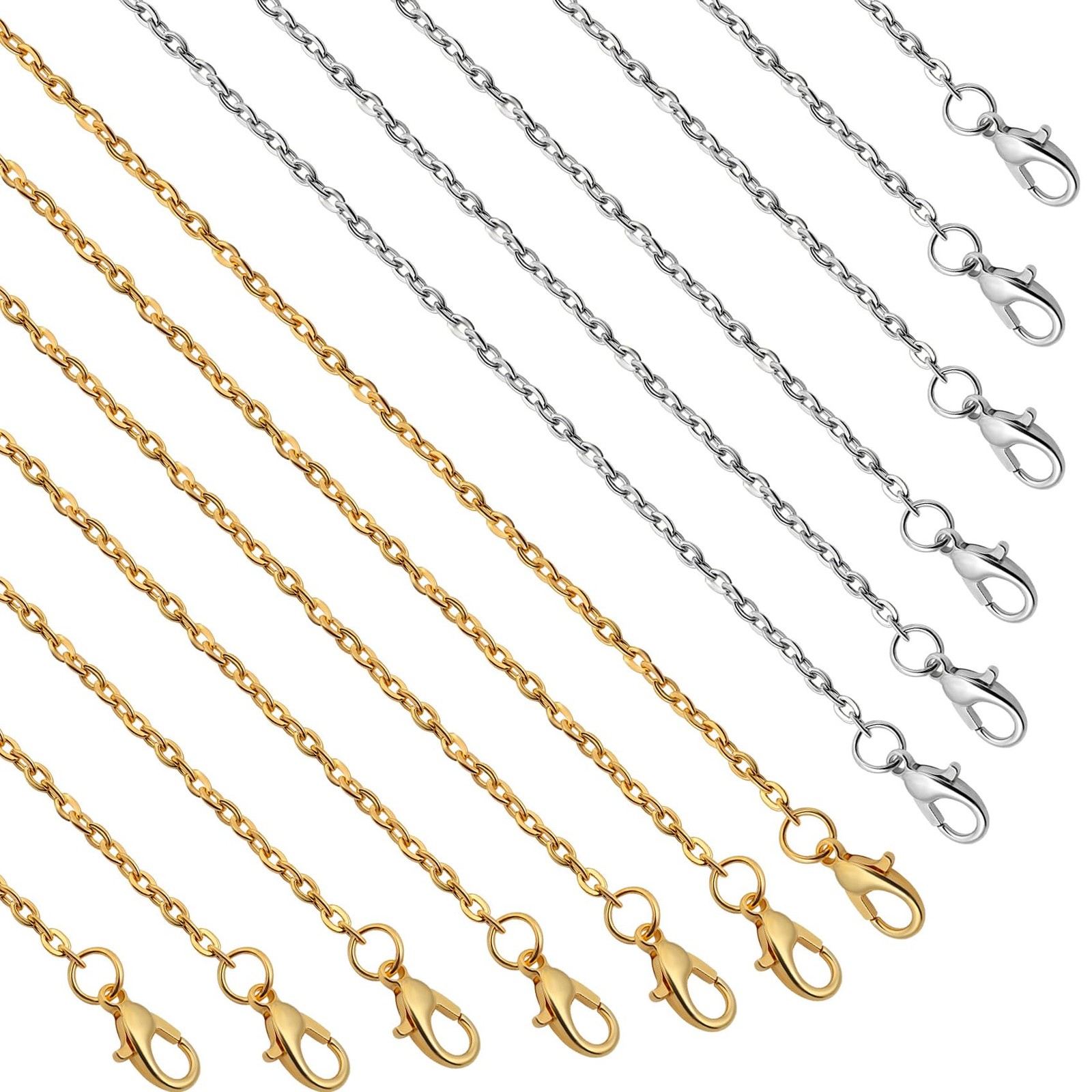 Lemonkey 24 Pack Necklace Chains Bulk,Gold and Silver 18inch, Gold 