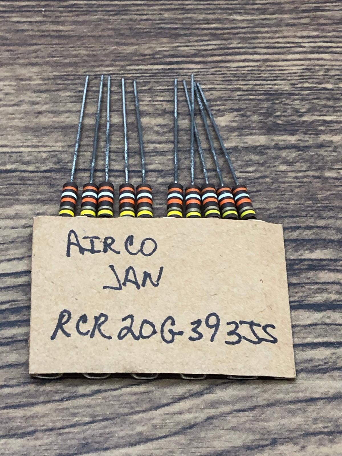 NOS - Lot of 10 Airco JAN RCR20G393JS  Resistor 39K Ohms 5%  .5W   #0241