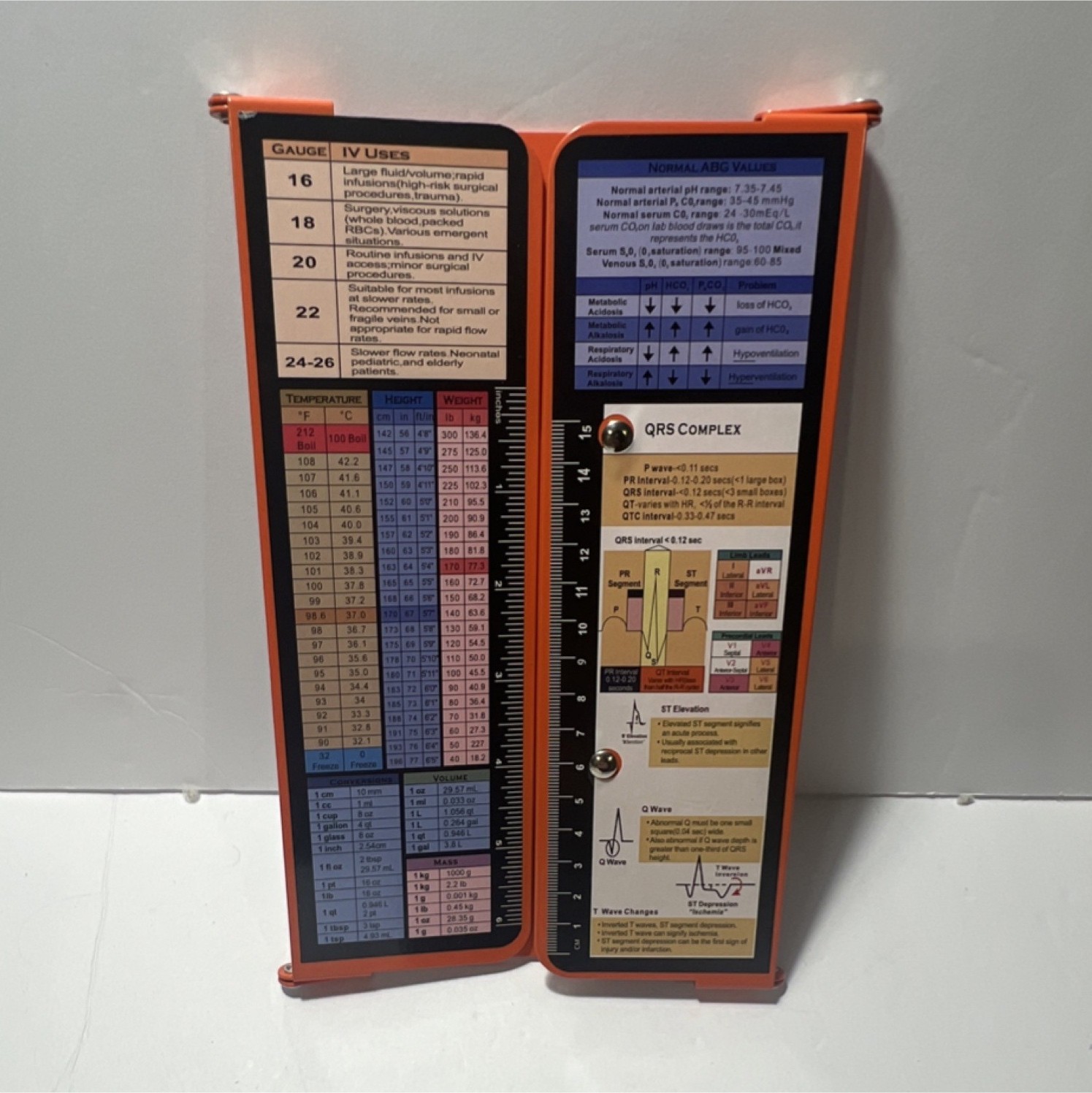 Nursing Medical Reference Clipboard Orange IV Lines Chem 7 CBC LFTs