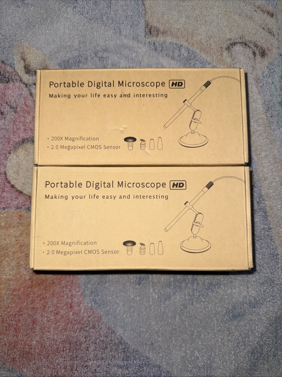 2 NEW IN BOX  Portable Digital Microscope HD 200X Magnification 2.0 Sensor MS100
