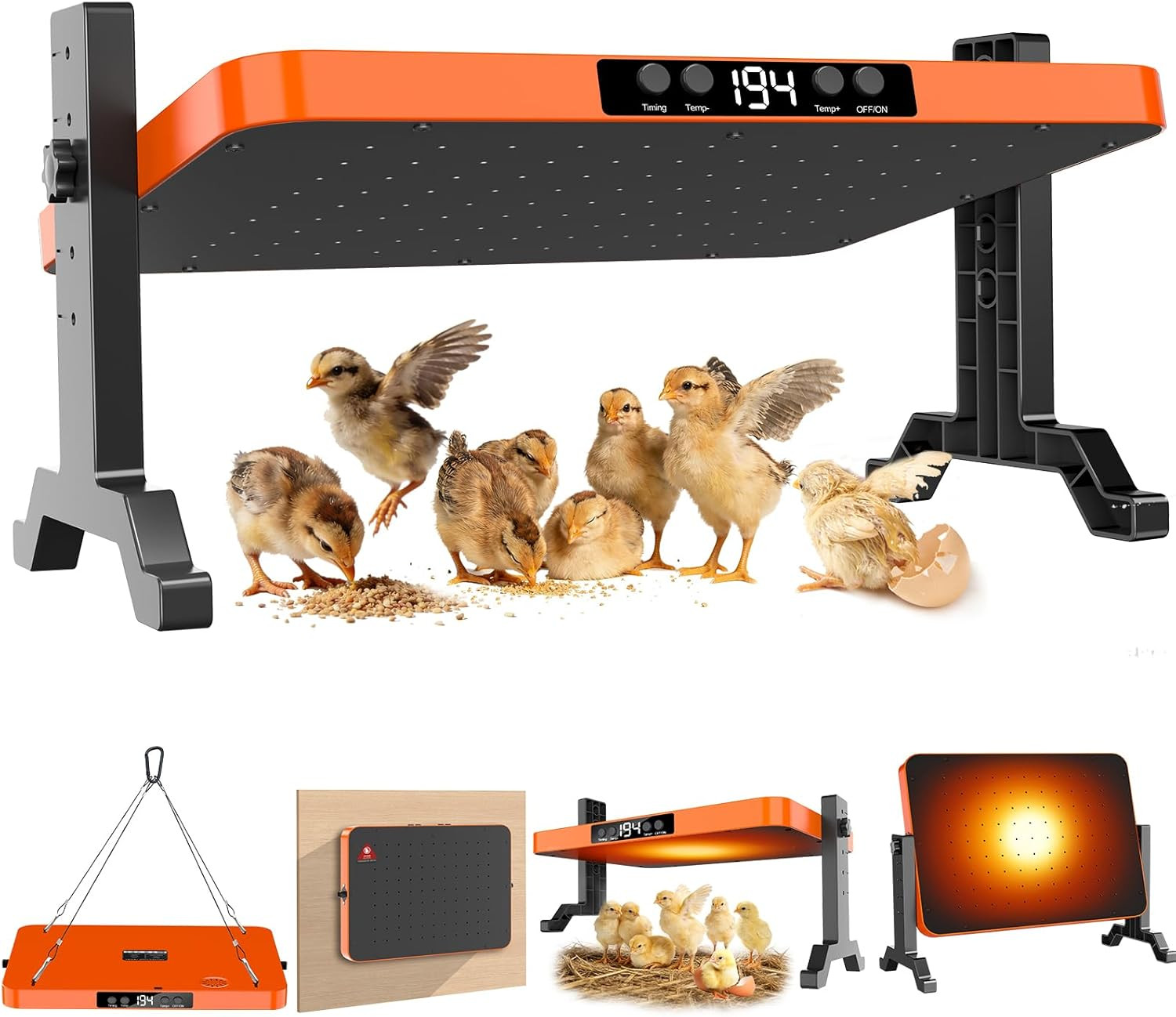 Chick Brooder Heater,200W Chick Heat Brooder Plate with Adjustable Height & Angl