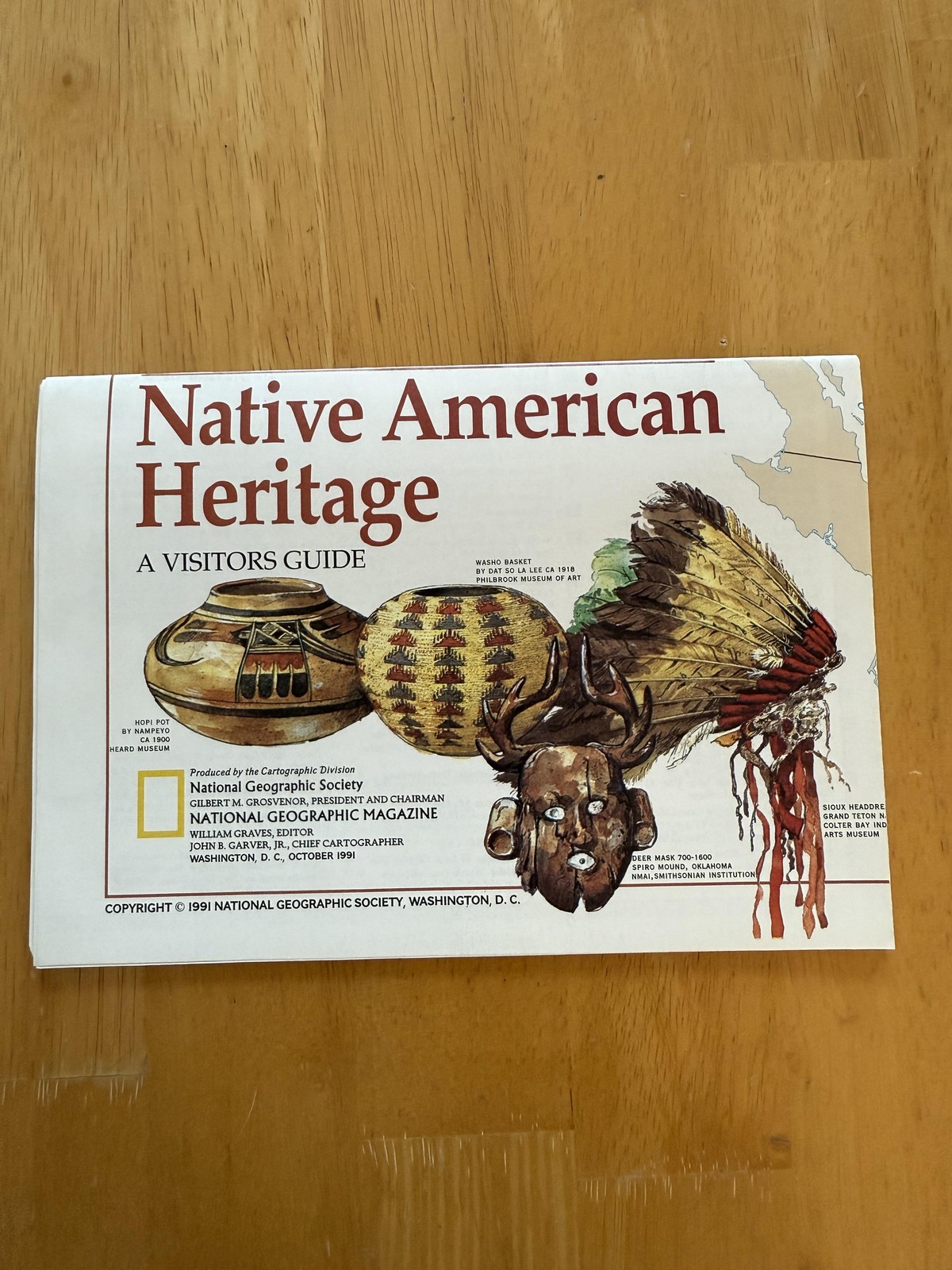 Vintage 1991 National Geographic Native American Heritage Visitors Guide Map