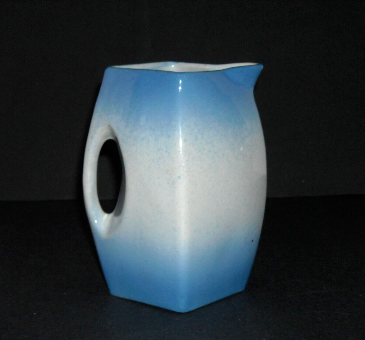 Antique 4 7/8"  Miniature Blue & White Stoneware Creamer Pitcher Salt Glaze