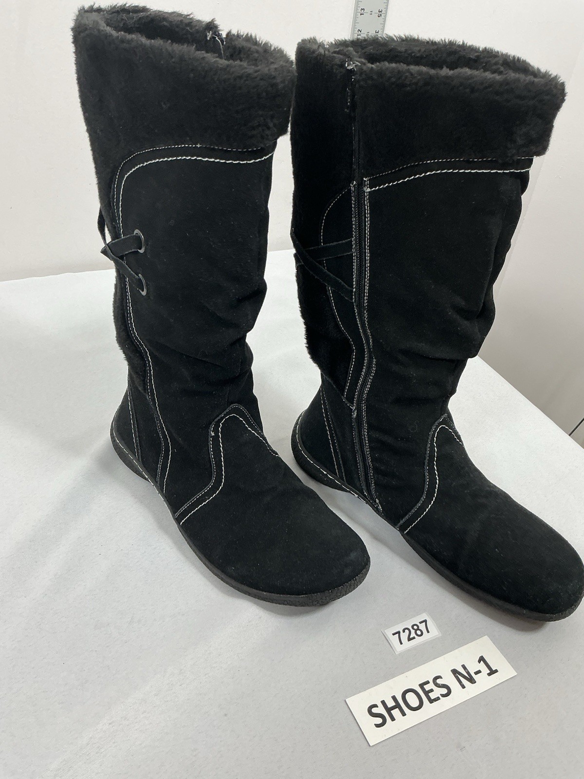 Womans New Wanderlust Norway Knee High Winter Boots 12 M Black Lined Side Zip