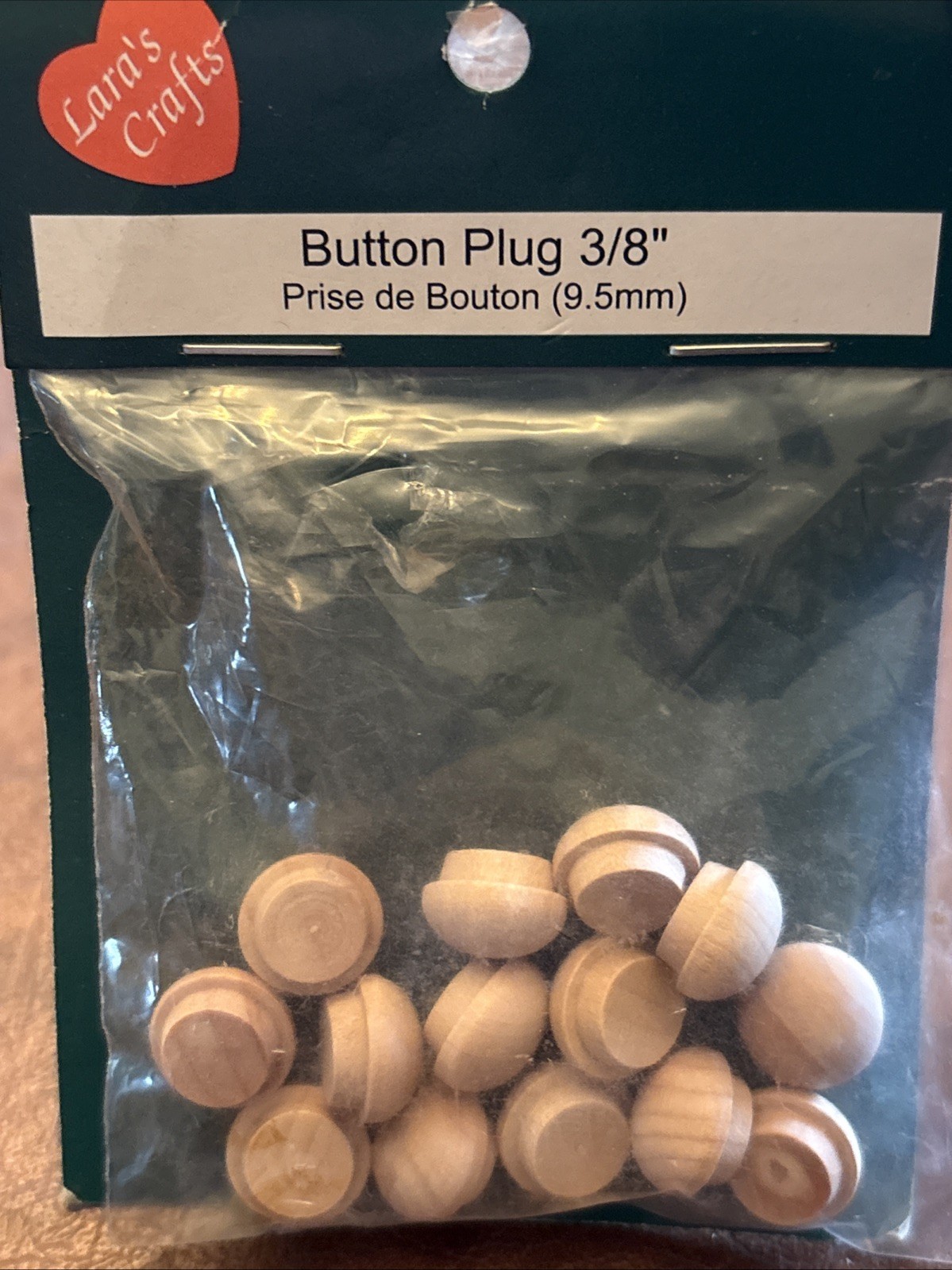 Wood Button Plugs 3/8” - 14 Pieces Opened Package Dollhouse, Furniture Mushroom